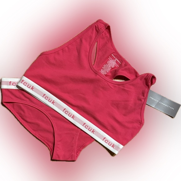 FCUK French Connection Crop Top Bralette and Bikini Brief Set - Picture 5 of 8